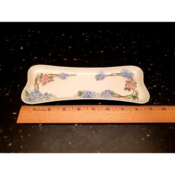 Vintage Moritz Zdekauer MZ Austria Bread Celery Tray Trinket Vanity Dish Flowers - Picture 9 of 9